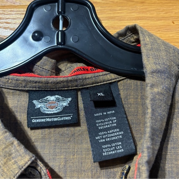 Harley-Davidson Motorcycles Brown Casual Button Down Short Sleeve Shirt Men’s XL - Picture 4 of 7